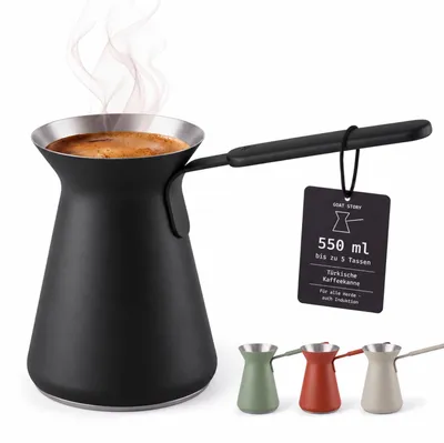 Produktbild von Türkische Kaffeekanne Ibrik Mokkakanne - 550 ml - Edelstahl - Induktionsgeeignet - Backsteinrot