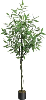 Produktbild von Künstlicher Eukalyptusbaum - Bonsai Kunstpflanze im Topf - Bodenstehend - PVC - Größe L - Für Außenbereich - Milchweißer Topf