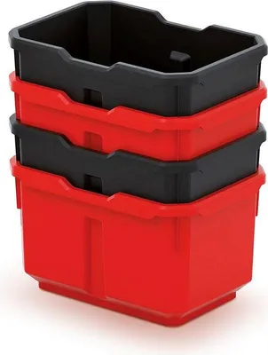 Image de Sada 4 plastových boxů na nářadí TITAN BOX 156x110x195 mm - barva: černá/červená