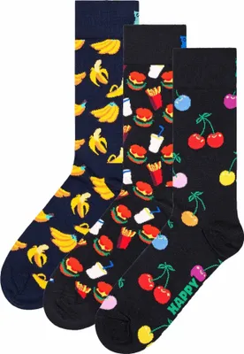 Produktbild von Happy Socks Uni Socken, 3er Pack - Classic, Muster, Baumwollmischung, gemischte Farben Banana 41-46