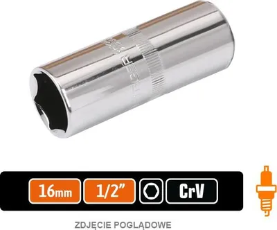 Produktbild von Steckschlüssel 1/2" Sechskant 16 mm - für Zündkerzen / TEGER