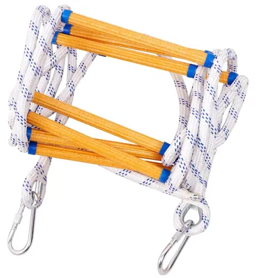 Productafbeelding van Veiligheids Touwladder 5 m - Draagbaar - Antislip - Robuust Ontwerp - Karabijnhaak