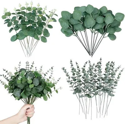 Produktbild von Eucalyptus-Blumen-Dekorationen, 30 Stück, kunstlich, eucalyptus, gedroogt, für Tischdeko zu Hause.