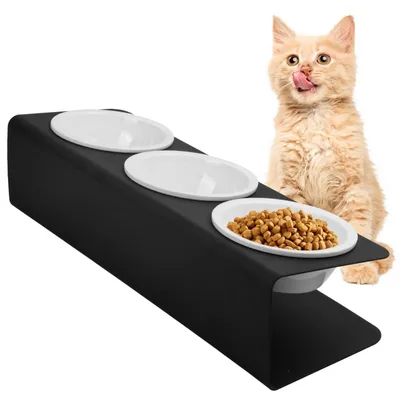 Produktbild von Set aus 3 Keramischen Katzennäpfen - Für Futter und Wasser