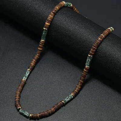 Immagine prodotto di Collana Abelardo Marrone e Verde - Stile Classico e Moderno per Uomini KP34059