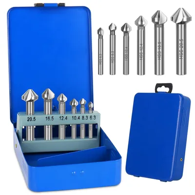 Produktbild von Kegelsenker-Set 6-teilig, HSS, Ø 6,3-20,5 mm, titaniumbeschichtet, für Metall, Holz, Kunststoff
