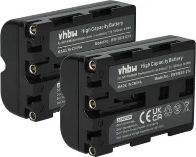 Produktbild von vhbw 2x Akku Ersatz für Sony NP-FM500H für Kamera (1200 mAh, 7,2 V, Li-Ion)