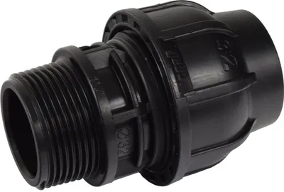 Produktbild von Agora-Tec®  PE-Fitting Kupplung 32 mm x 1 1/4 Zoll AG (41,9 mm) für PE-Rohr 32 mm SCHWARZ