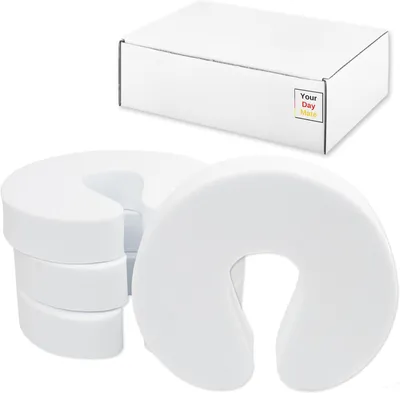 Imagen del producto de Topes para puertas de espuma, juego de 4 unidades, color blanco, para puertas de 10-50 mm, sistema de seguridad para niños