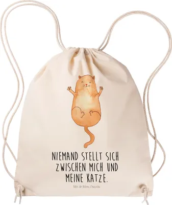Produktbild von Mr. & Mrs. Panda zugbeutel Katze Umarmen - Transparent - Geschenk, sporttasche klein, Katzen, Cat, Cats, wander rucksack, Sportbeutel, Jutebeutel, Liebe, Turnbeutel