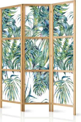 Zdjęcie produktu dla Parawan japoński Liście 135x172 cm 3-częściowy szary