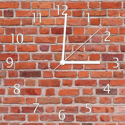 Produktbild von Wallario Design Wanduhr Rote Ziegelsteinwand - Backsteine aus Echtglas, Größe 30 x 30 cm