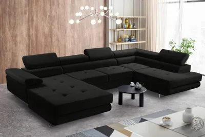 Image de AX LIVING Arborio XL Ensemble de salon XXL Canapé d'angle en U Noir D