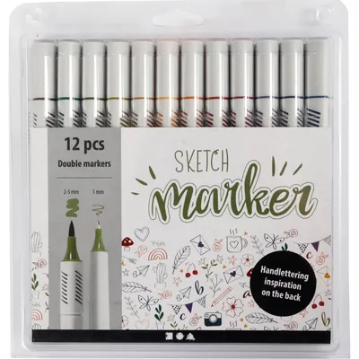 Produktbild von Creativ Company Pastell-Zeichenstifte Set - 12 doppelseitige Marker