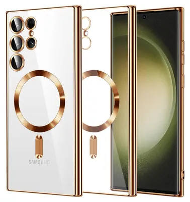 Produktbild von Techsuit Luxury Crystal Back Cover Hülle mit MagSafe für Samsung Galaxy S23 Ultra - Gold