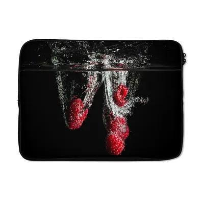 Produktbild von MuchoWow® Laptop Hülle 13 Zoll Himbeeren - Obst - Stilleben - Wasser - Schwarz - Rot Laptoptasche - Laptophülle - Sleeve - Rundumschutz