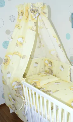 Produktbild von Vollstoff Himmel für Baby Bett Vollstoffhimmel Betthimmel 05. Bärchen auf Leitern Gelb
