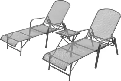 Produktbild von The Living Store Sonnenliegen 2 Stk. mit Tisch Stahl Anthrazit
