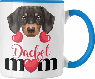 Produktbild von Trendation - Dackel Besitzer Mom Mama Tasse Geschenk Lustiger Spruch Geschenkidee Dackel Besitzerin (Blau)