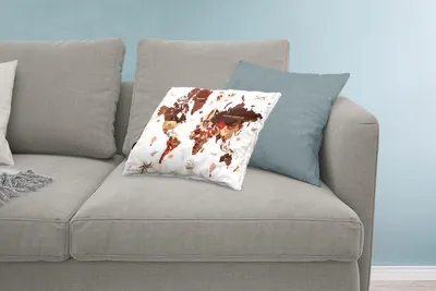 Produktbild von MuchoWow® Zierkissen Sofakissen Wohnzimmer Dekokissen 60x40 cm Weltkarte - Braun - Rot - Kopfkissen - Polster mit Foto