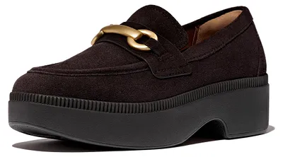 Produktbild von FitFlop F-Luma Chunky-Snaffle Loafer aus Wildleder mit halbhohem Keilabsatz