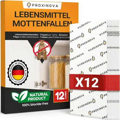 Produktbild von Lebensmittelmotten Falle Pheromonfalle - 12 Stück - Biozidfrei - Pestizidfrei - Für Küche und Vorratskammer