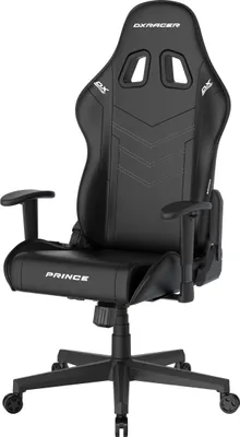 Produktbild von DXRACER Prince Gaming Chair Regular L, PVC, schwarz schwarz mit weißen Nähten