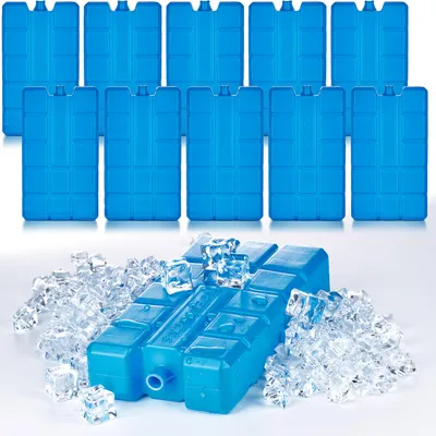 Produktbild von BigDean 10er Set Kühlakkus je 200ml - 12h Lange Kühlung - perfekt für Kühltasche & Kühlbox - 15 x 8 x 2 cm - Kühlelemente Kühlpacks Kühlpads - EU