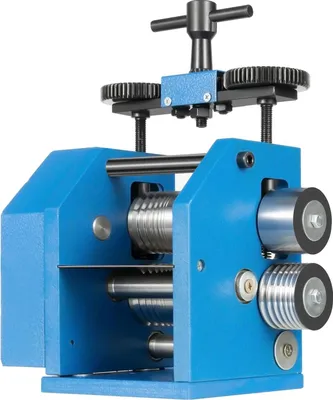 Immagine prodotto di Laminatoio per gioielli - Laminatoio manuale 3 in 1 - Piatto, quadrato e semitondo - Regolabile 0,03-6,5 mm - 30×23×30 cm, 16,65 kg - Blu