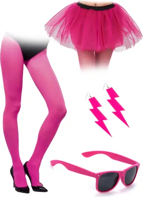 Produktbild von 80er Jahre Set Neon Rosa Erwachsene - Einheitsgröße