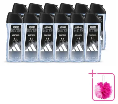 Produktbild von 12 x Adidas Dynamic Pulse 3-in-1 Duschgel - 250 ml - Sparpackung - 12 Stücke