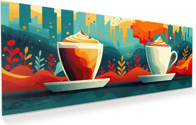 Produktbild von Glasbild 125x50cm in XXL für Wohnzimmer, Schlafzimmer Motiv Kaffee Am Abend