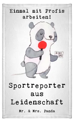 Produktbild von Mr. & Mrs. Panda Handtuch Sportreporter Leidenschaft - Weiß - Geschenk, Mini-Handtuch, Klein, Kleines, Gästetuch, stoffhandtuch