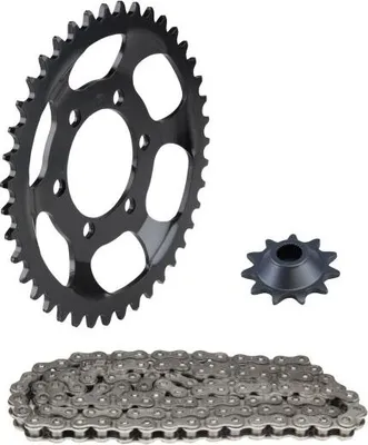 Zdjęcie produktu dla Zestaw łańcucha 3-częściowy czarny 11/43 zęby do Zündapp Super Combinette typ 510-101 / Super Combinette typ 517-10L0