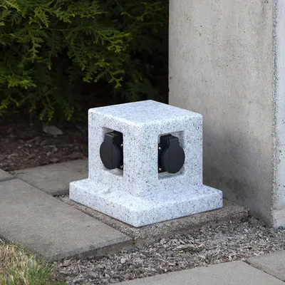 Produktbild von Gartensteckdose Plugge - Granitoptik - für 4 Stecker - 2 m Zuleitung