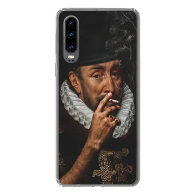 Produktbild von MuchoWow® Handyhülle Schutzhülle Hülle für Huawei P30 Malerei - Zigarette - Alte Meister Silikon Softcase Handy Hülle - Kartenbesitzer