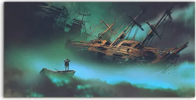 Produktbild von Coloray Acrylbild 140x70  Wandbild Acrylbilder Boot im Weltraum mit Wolken Schiff
