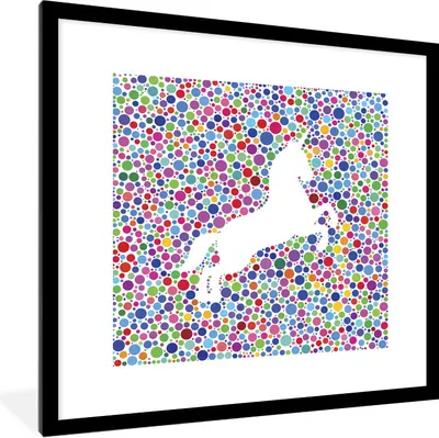 Produktbild von MuchoWow® Gerahmtes Poster Eine Illustration eines weißen Einhorns auf einem bunten Hintergrund - Mädchen - Kind - Kinder 40x40 cm - Poster mit Schwarzem Bilderrahmen Wandposter Rahmen Foto Bilder - Poster - Plakat im Rahmen