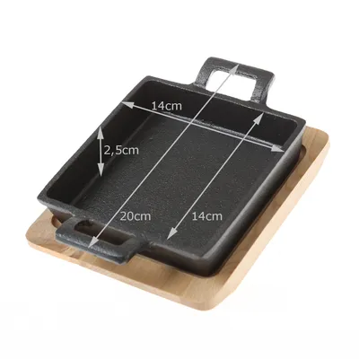 Produktbild von All'Grill ALL'GRILL Gusseisen-Minipfanne mit Stiel und Untersetzer, quadratisch, schwarz, 14x14cm