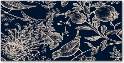 Produktbild von Tulup® Küchenrückwand Spritzschutz aus Glas -100x50 -Spritzschutz auf gehärtetes GlasDeko Blumen & Pflanzen Blumen Vögel