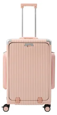 Immagine prodotto di Valigia rigida da 60 cm - Trolley da viaggio in PC - Telaio in alluminio - 4 ruote girevoli - Portabicchieri - Per viaggi d'affari - Rosa