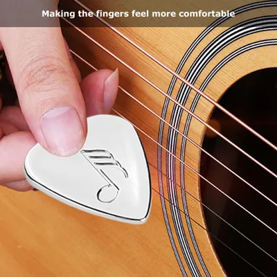 Produktbild von 5 Stück Metall Plektrum Plektrum für Gitarre Musikinstrumente Zubehör (Silber)