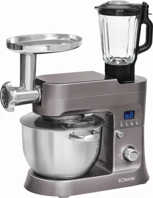 Produktbild von Bomann Knetmaschine KM 1395 CB titan, Fleischwolf, Pastafunktion, 1500 W