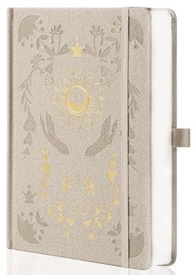 Productafbeelding van Notitieboek A5, geruit, 318 pagina's, met elastiek en binnenzak, beige, 14,7 x 21,4 cm