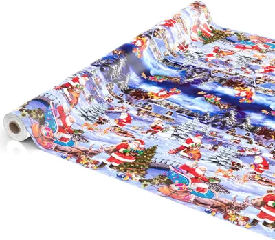 Tischdecke Wachstuch Weihnachten Blau Robust Wasserabweisend Breite 140 cm Länge 1000 cm, Hauptbild, Bildansicht