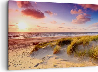 Produktbild von Bild auf Leinwand - Leinwandbild - Meer Strand Düne - 100x70cm - Wand Bild - Wanddeko - Wandbilder - Leinwanddruck - Bilder - Kunstdruck - Wanddekoration - Leinwand bilder - Wandkunst - AA100x70-3540