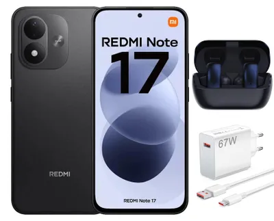 Produktbild von XIAOMI REDMI NOTE 17 4G Smartphone 6/256GB Schwarz mit 67W-Ladegerät + Kopfhörer