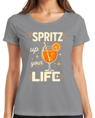 Productafbeelding van Cocktail, aperitief, zomerfeest, longdrink, mousserende wijn, dames T-shirt, grijs, maat 3XL