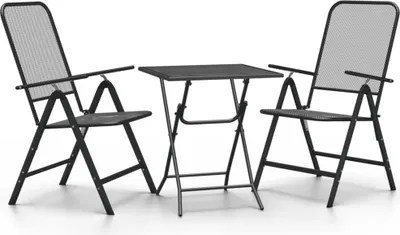 Produktbild von vidaXL 3-tlg. Garten-Essgruppe Streckmetall Anthrazit