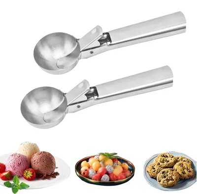 Produktbild von 2 Eislöffel mit Auslöser, Edelstahl, spülmaschinenfest